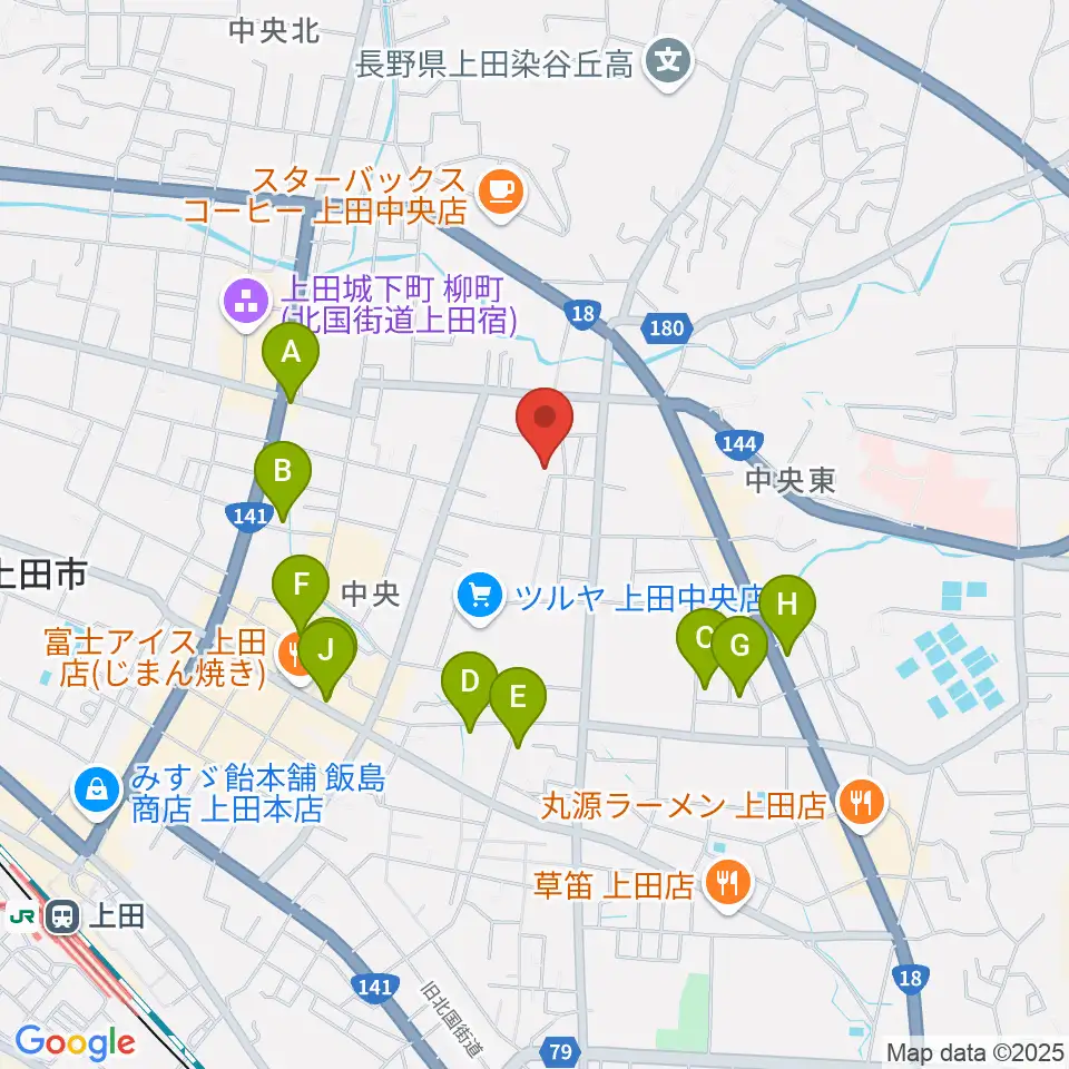 中澤ホール周辺のホテル一覧地図