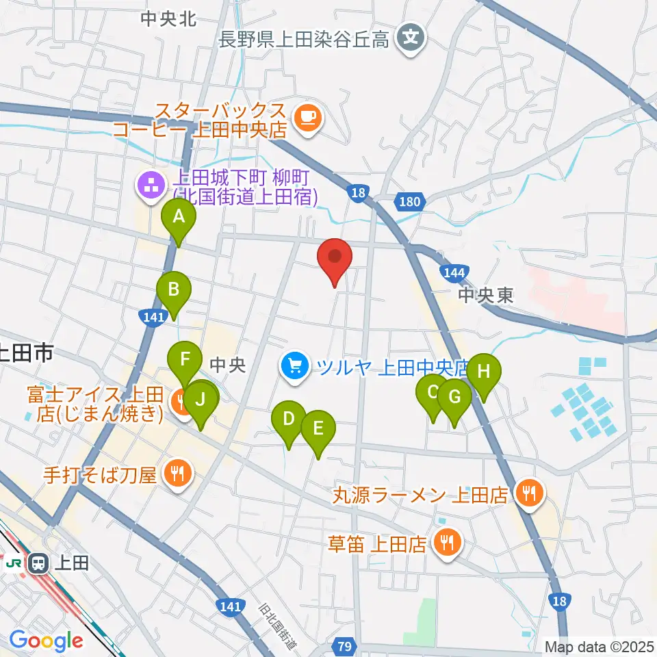 中澤ホール周辺のホテル一覧地図