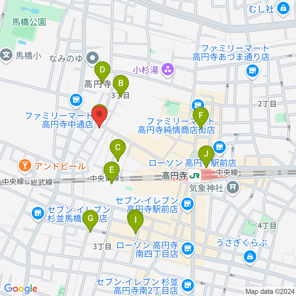 高円寺パンディット周辺のホテル一覧地図