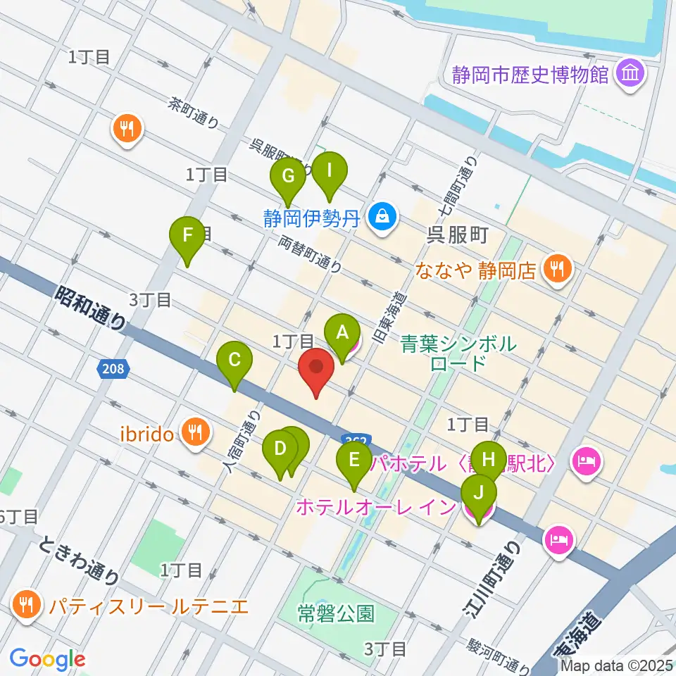 MIRAIEリアン コミュニティホール七間町周辺のホテル一覧地図