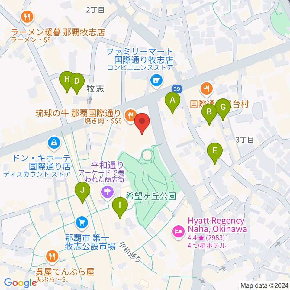 てんぶす那覇周辺のホテル一覧地図