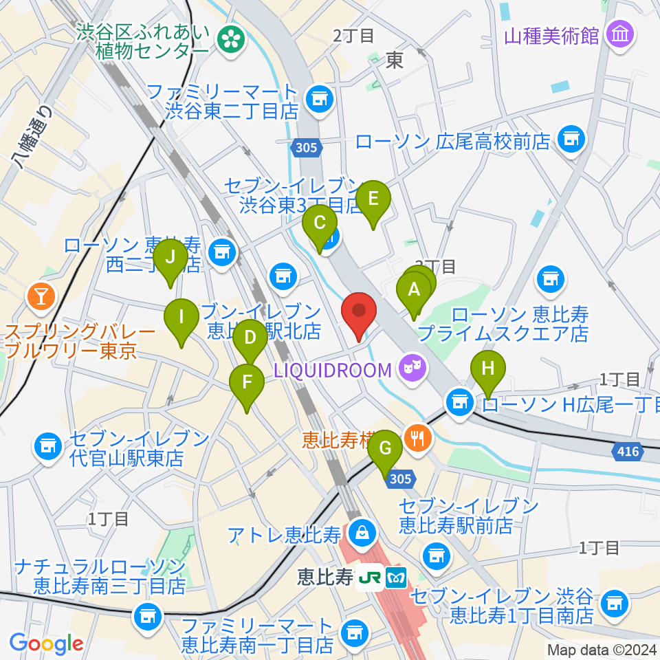 恵比寿スタジオ・エコー周辺のホテル一覧地図