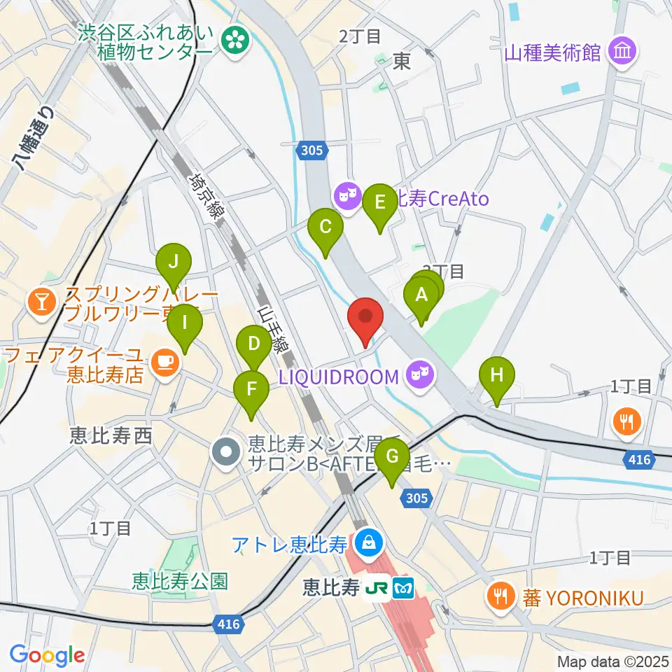 恵比寿スタジオ・エコー周辺のホテル一覧地図