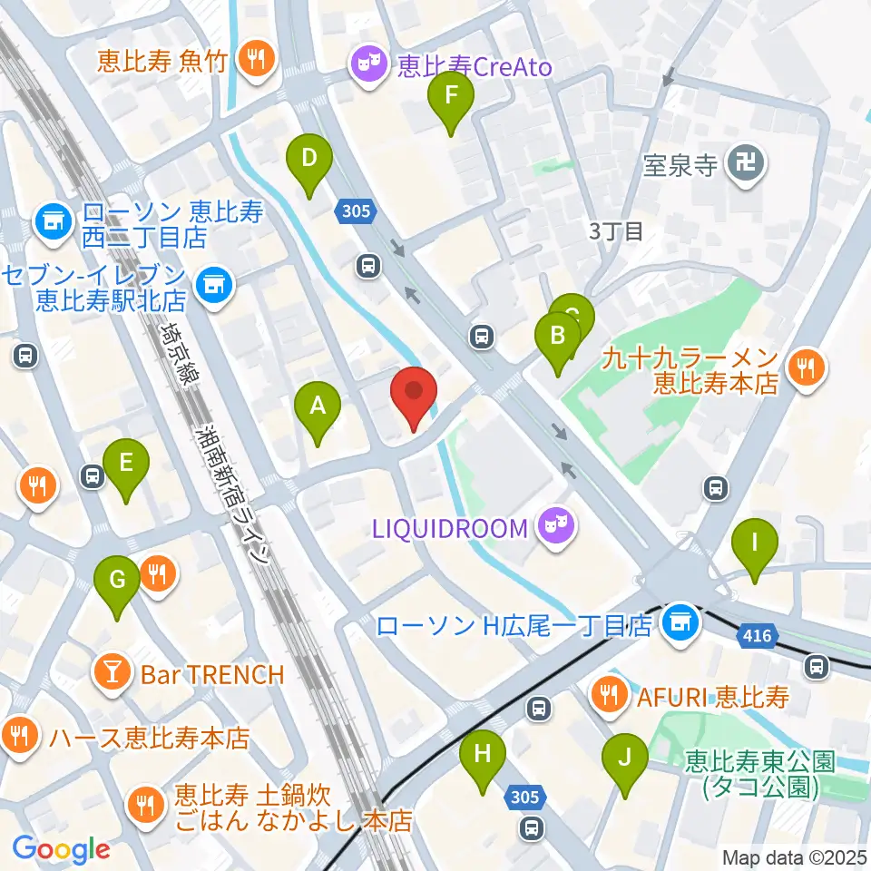 恵比寿スタジオ・エコー周辺のホテル一覧地図