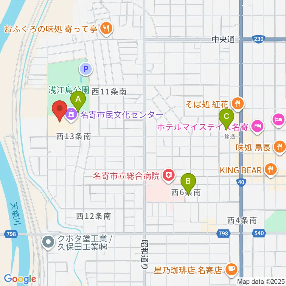 名寄市民文化センター エンレイホール周辺のホテル一覧地図