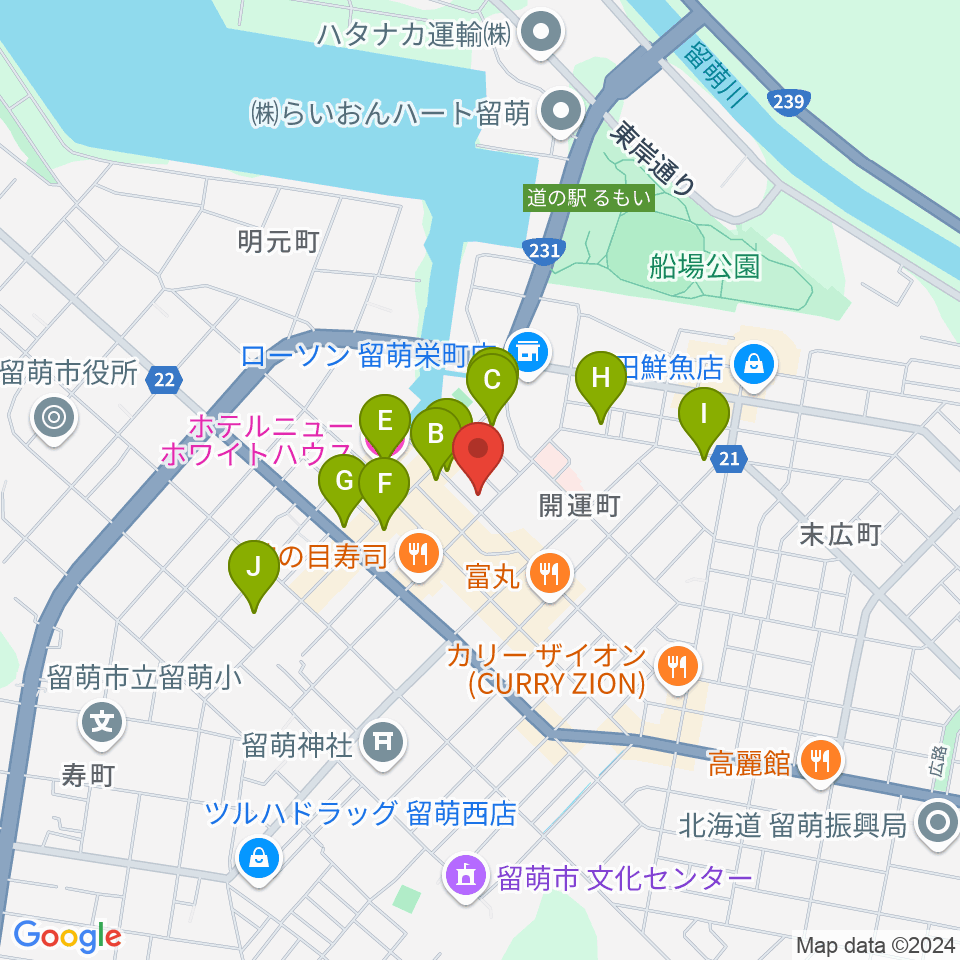 さしかわ楽器 留萌店周辺のホテル一覧地図