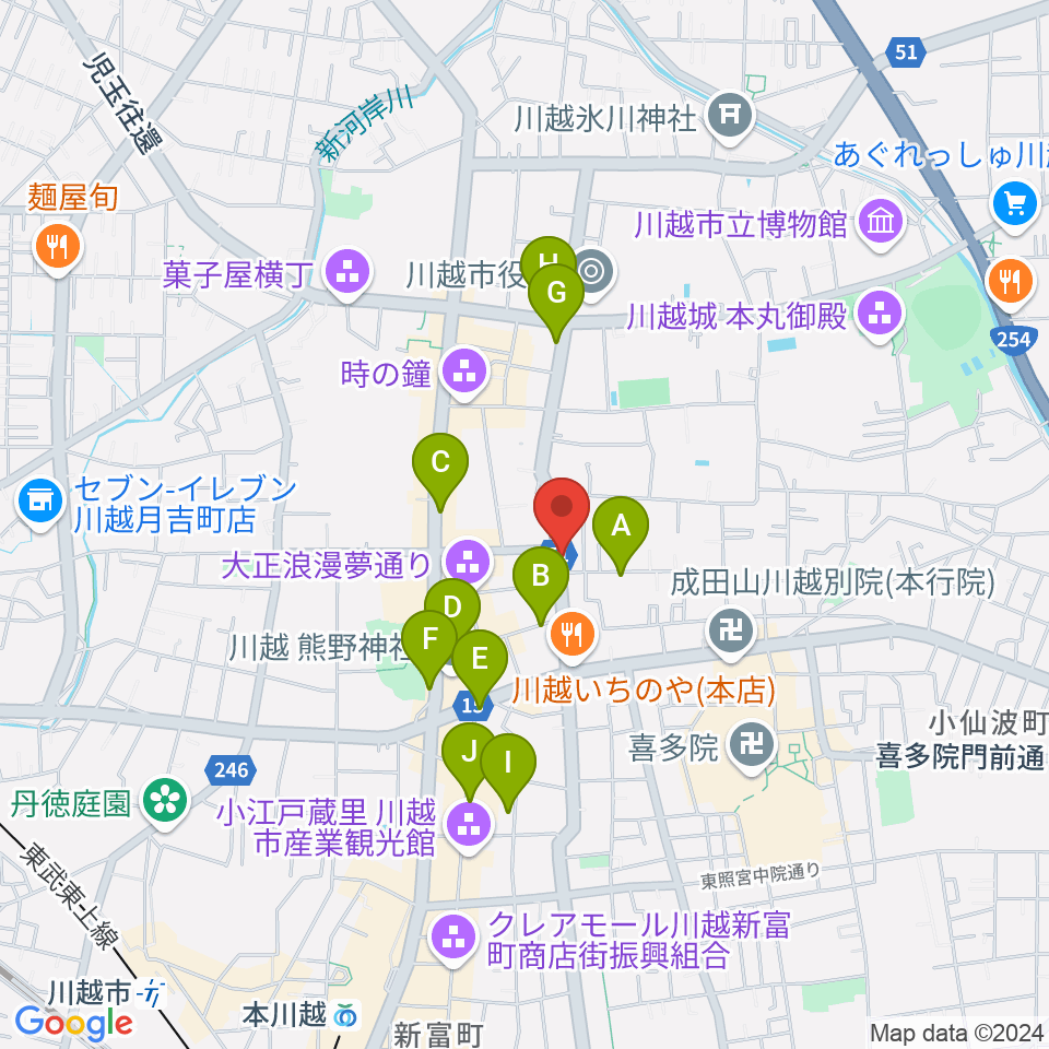 川越Rotom周辺のホテル一覧地図