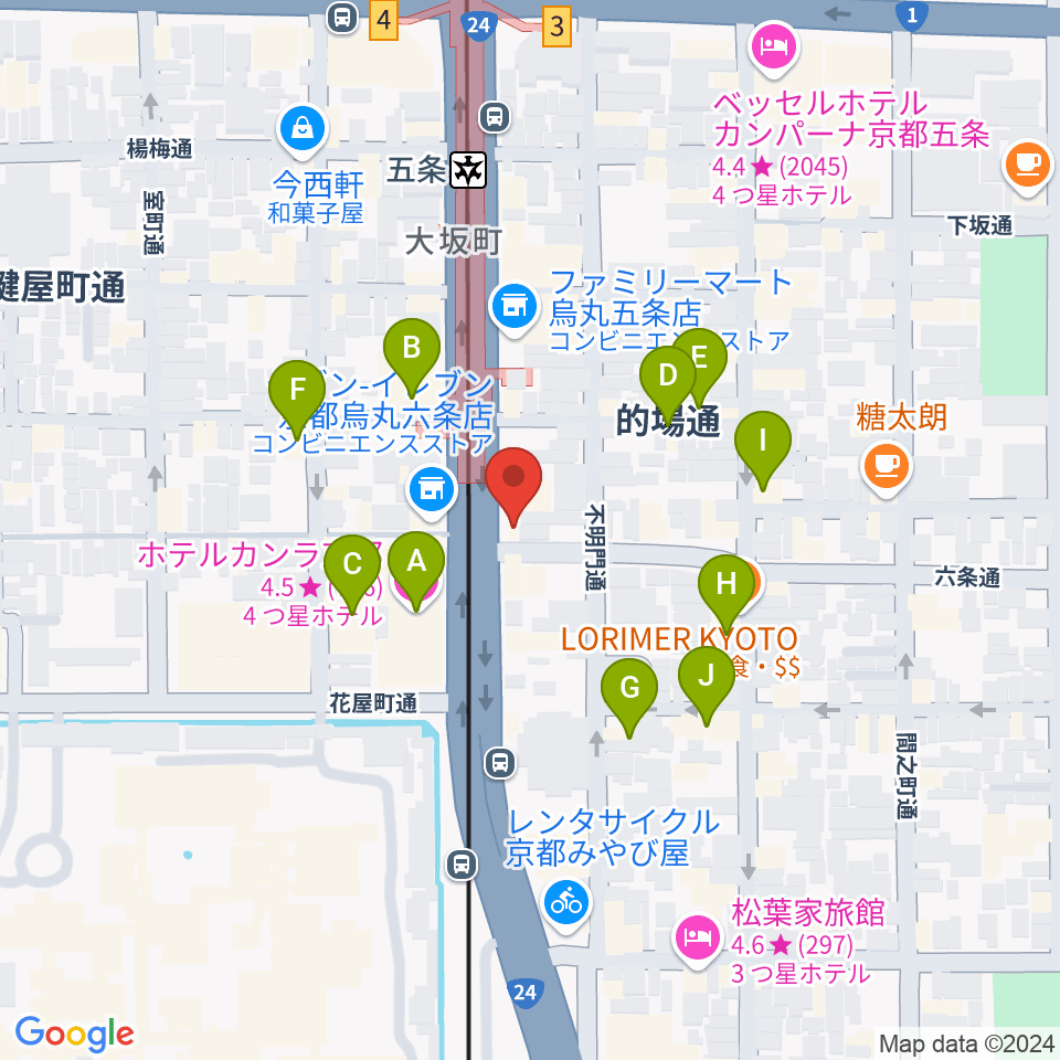 ベリーメリーミュージックスクール京都校周辺のホテル一覧地図