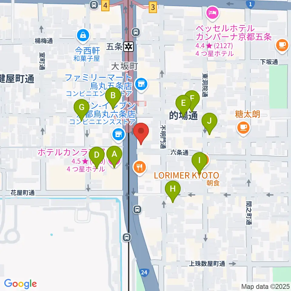 ベリーメリーミュージックスクール京都校周辺のホテル一覧地図