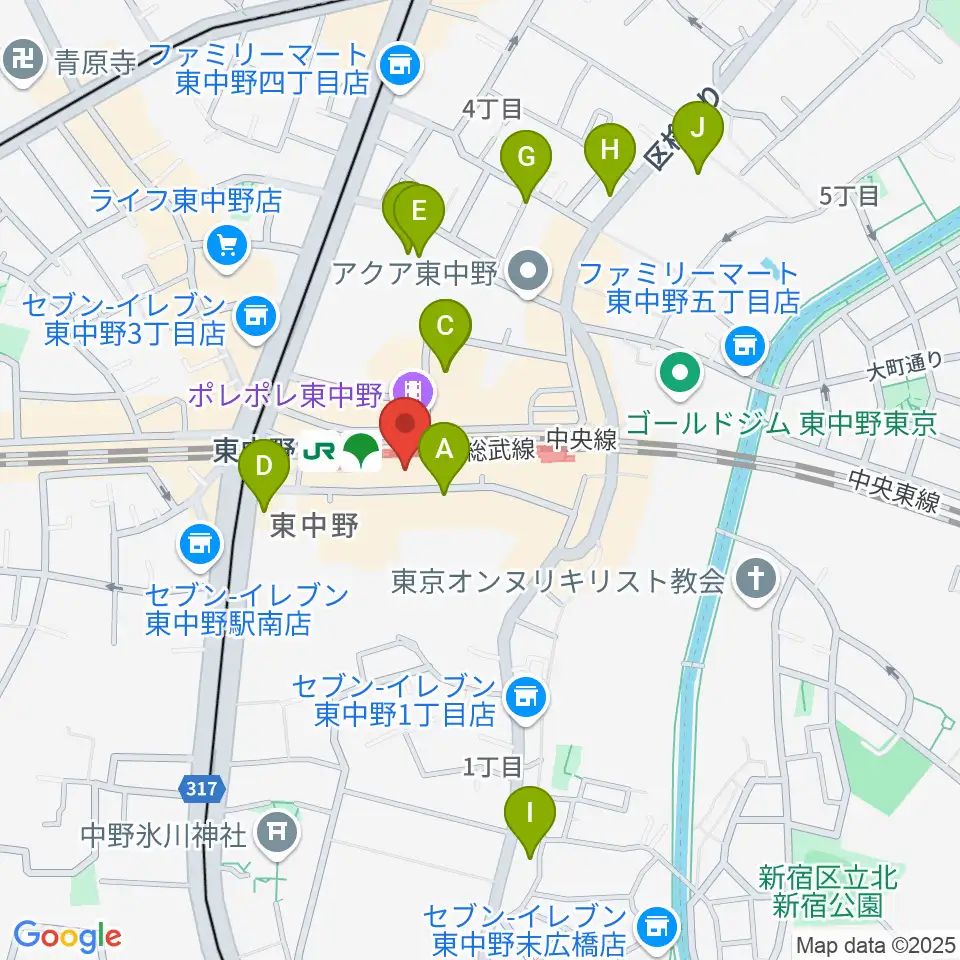 東中野music shed YES!周辺のホテル一覧地図