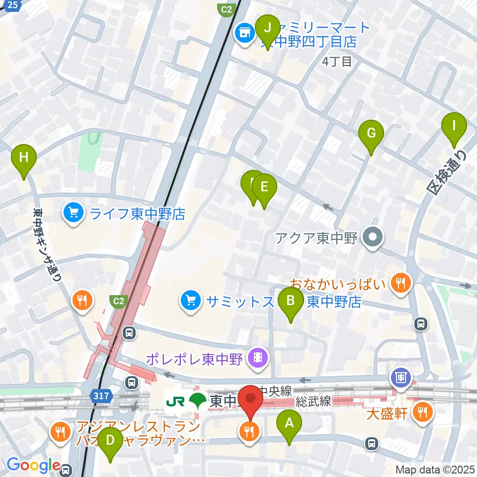 東中野music shed YES!周辺のホテル一覧地図