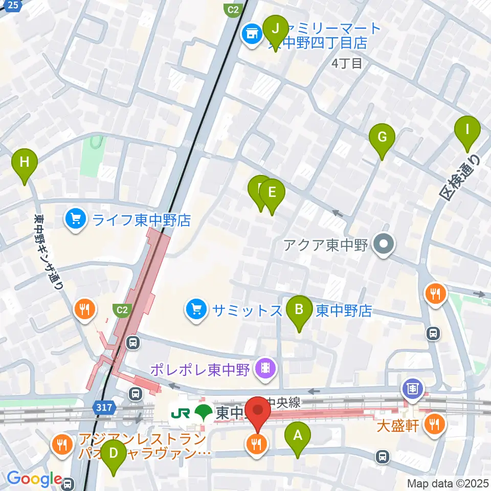 東中野music shed YES!周辺のホテル一覧地図