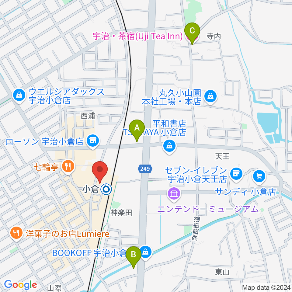 soul create music 宇治小倉駅前教室周辺のホテル一覧地図