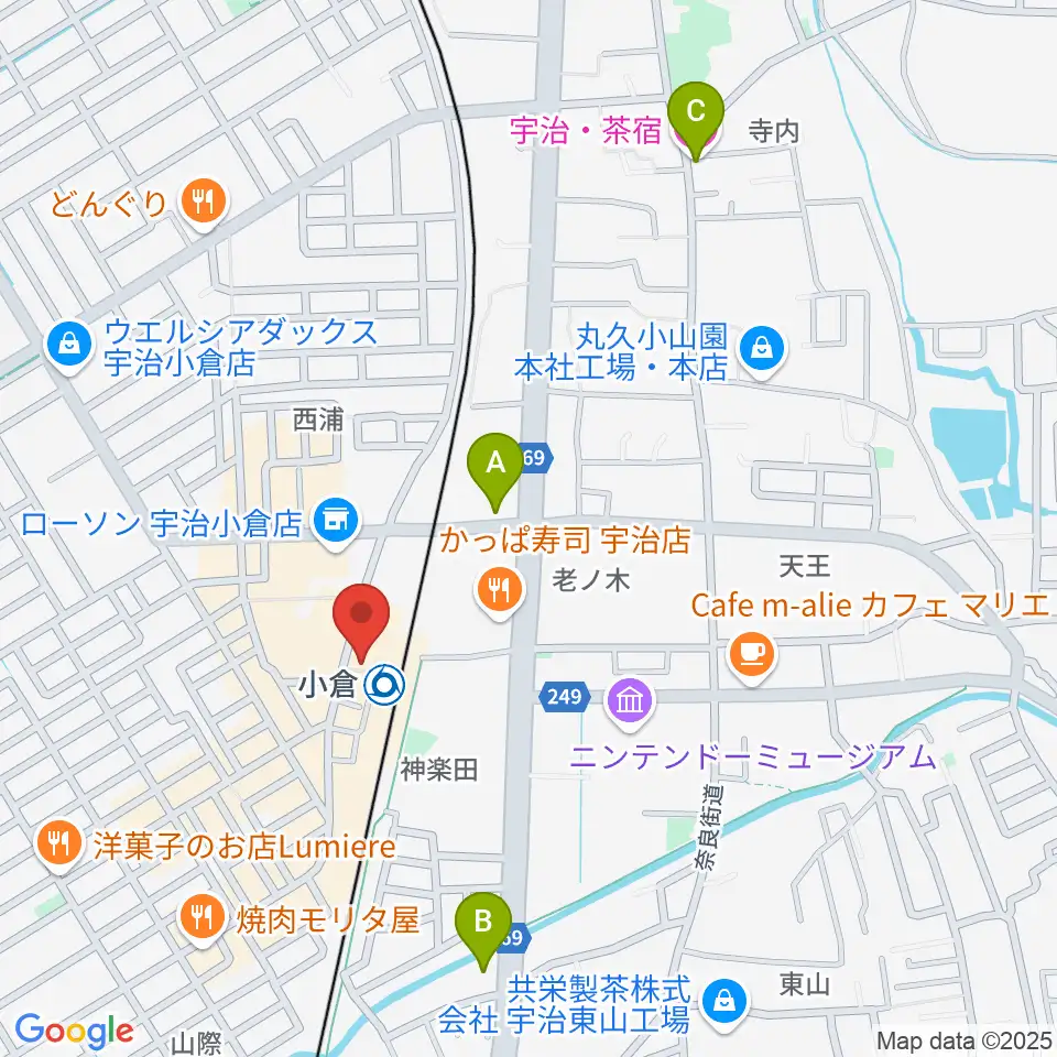 soul create music 宇治小倉駅前教室周辺のホテル一覧地図