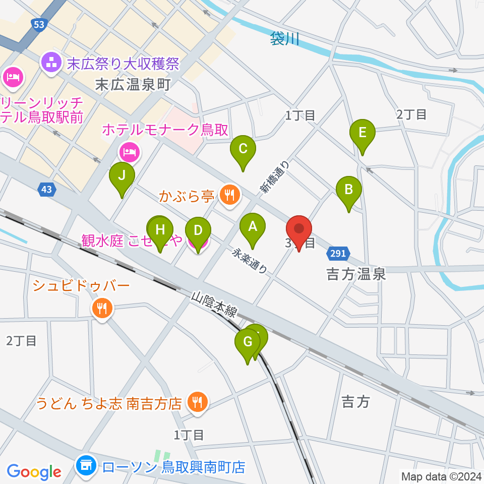 鳥取市文化ホール周辺のホテル一覧地図