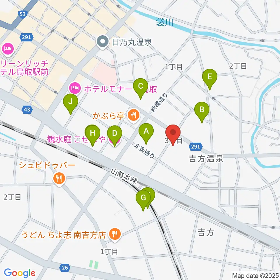 鳥取市文化ホール周辺のホテル一覧地図