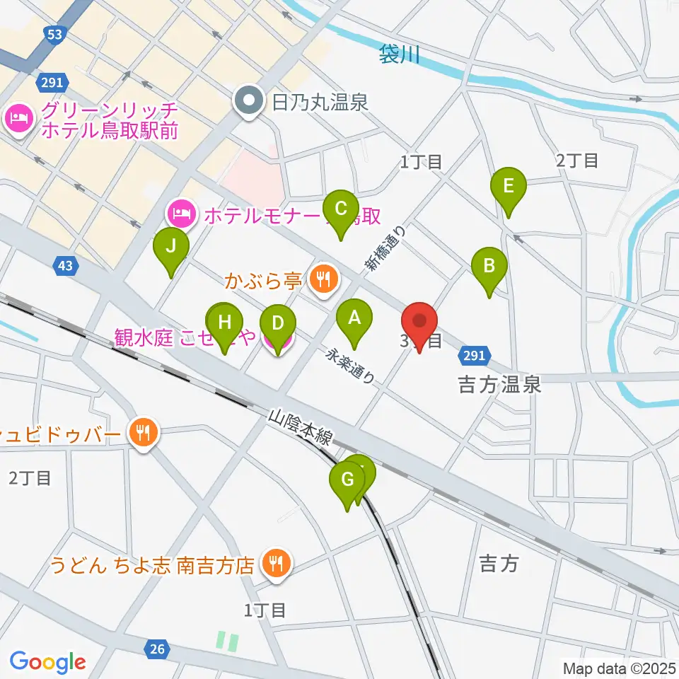鳥取市文化ホール周辺のホテル一覧地図