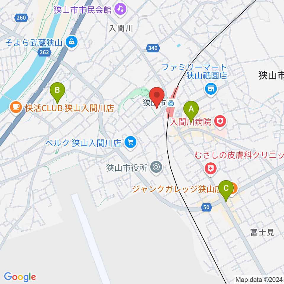 狭山市市民交流センター周辺のホテル一覧地図