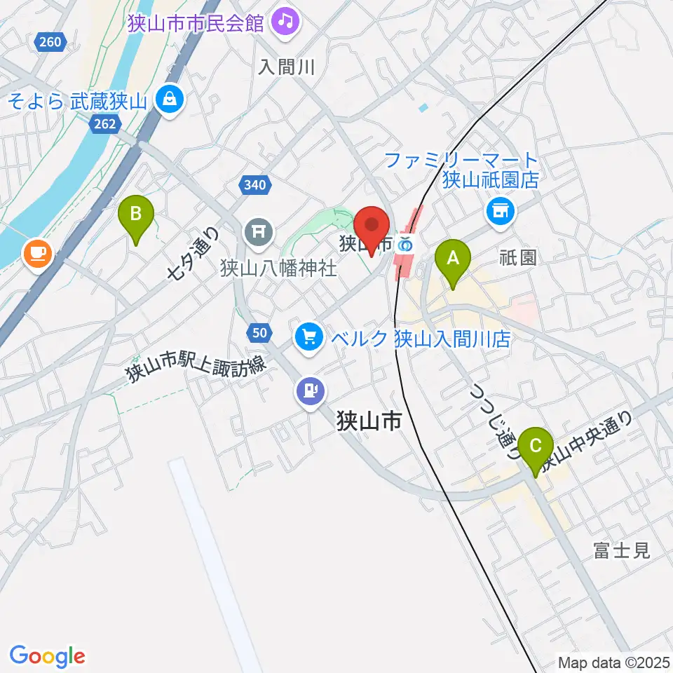 狭山市市民交流センター周辺のホテル一覧地図