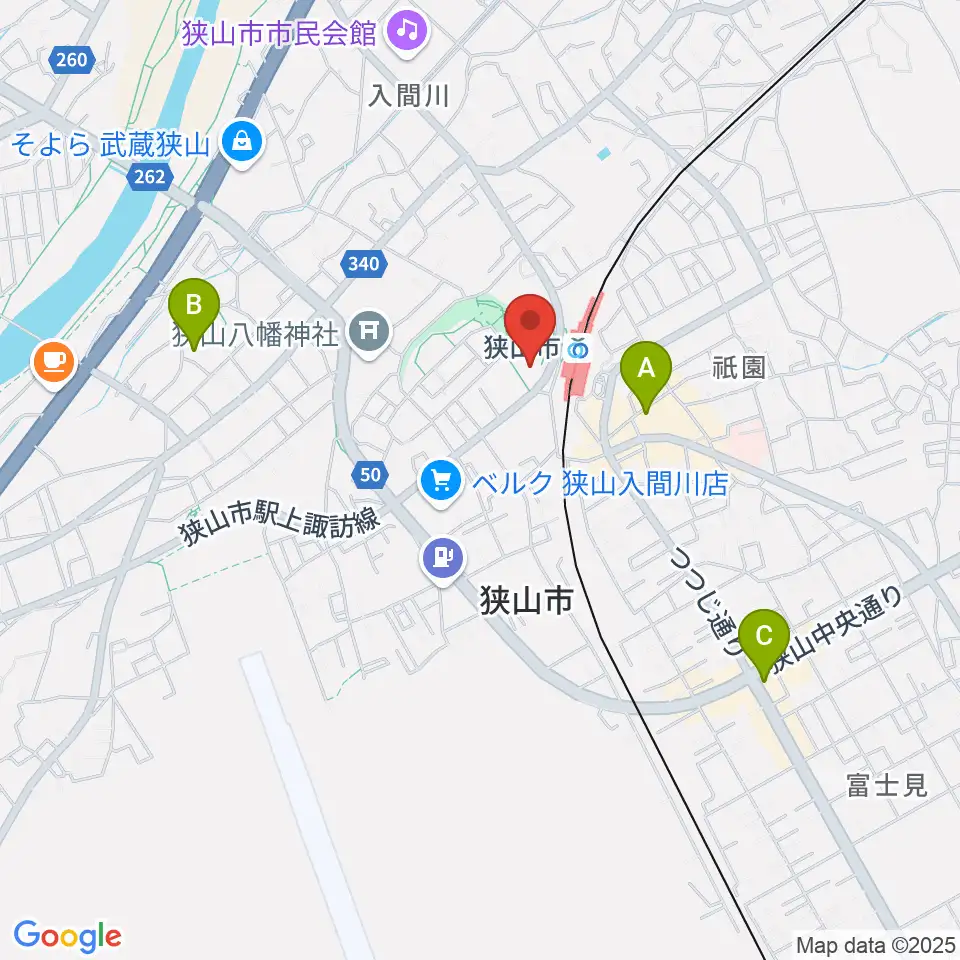 狭山市市民交流センター周辺のホテル一覧地図