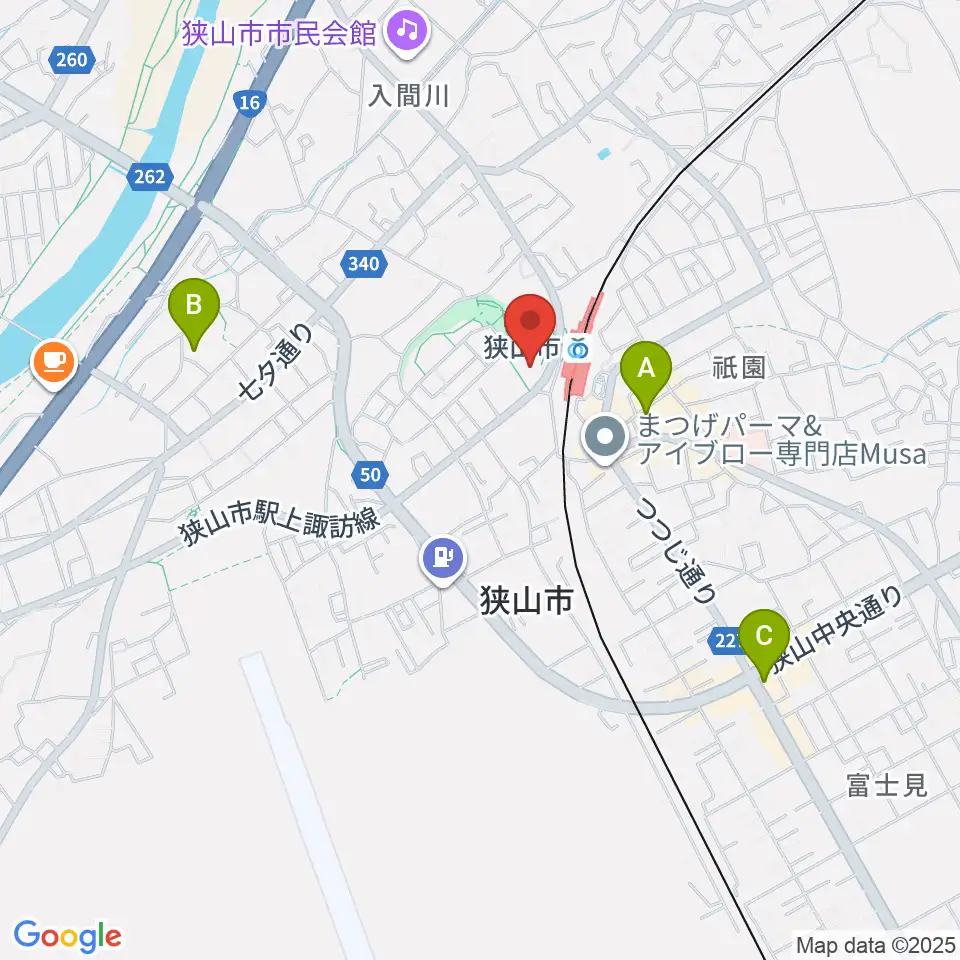 狭山市市民交流センター周辺のホテル一覧地図