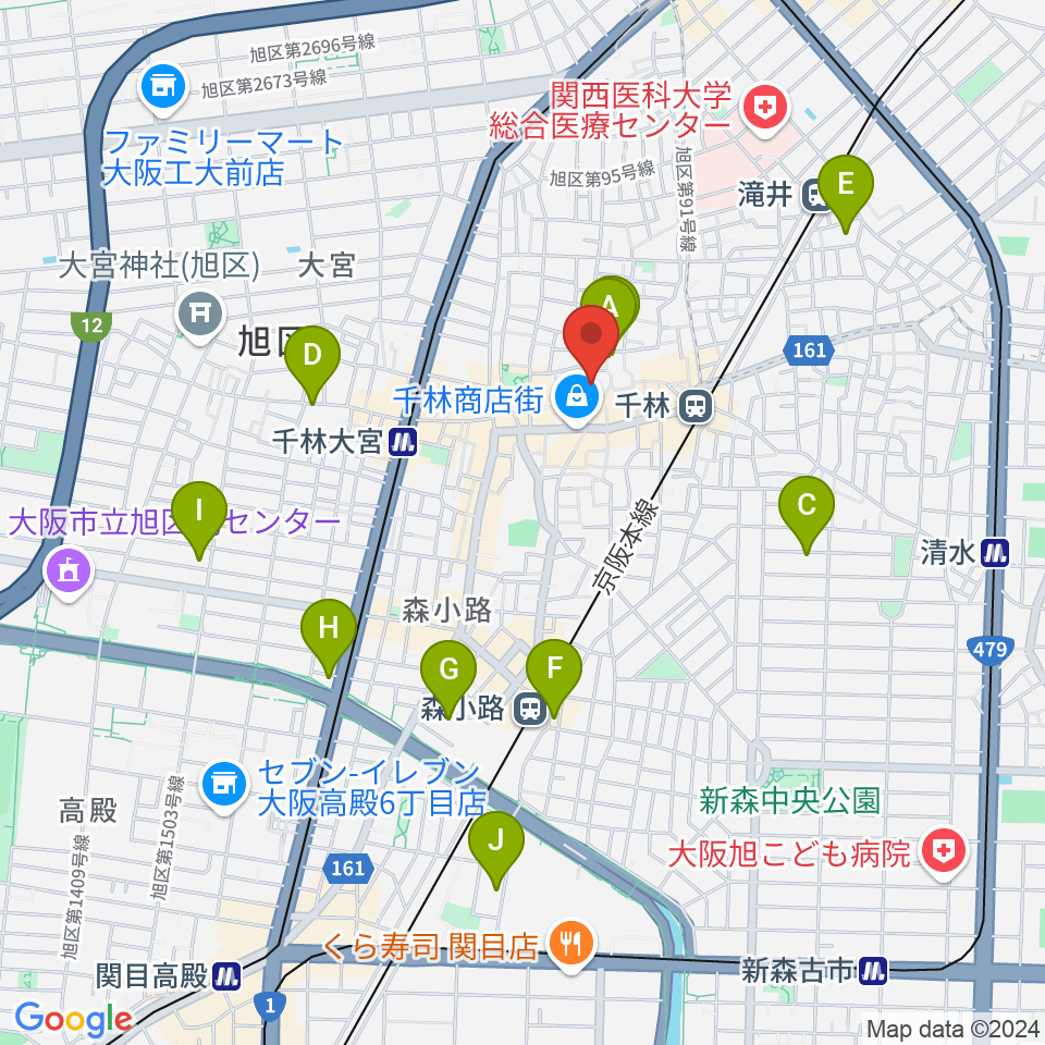 千林くらしエール館 フェニックスホール周辺のホテル一覧地図