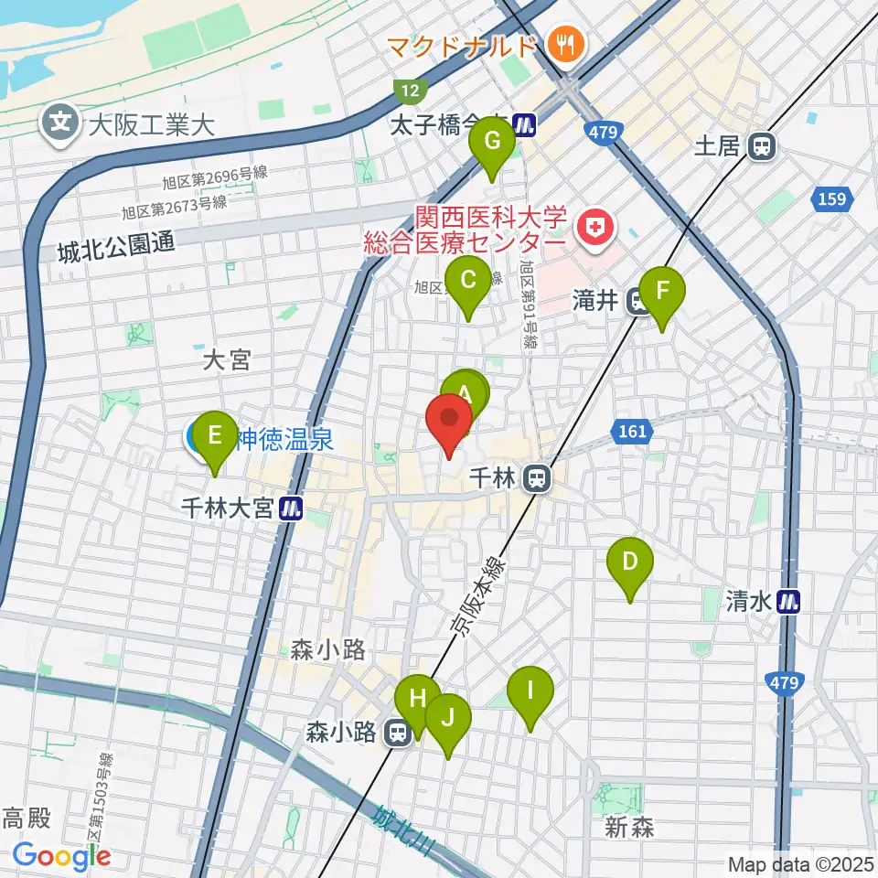 千林くらしエール館 フェニックスホール周辺のホテル一覧地図
