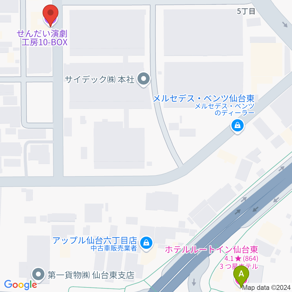 せんだい演劇工房10-BOX周辺のホテル一覧地図