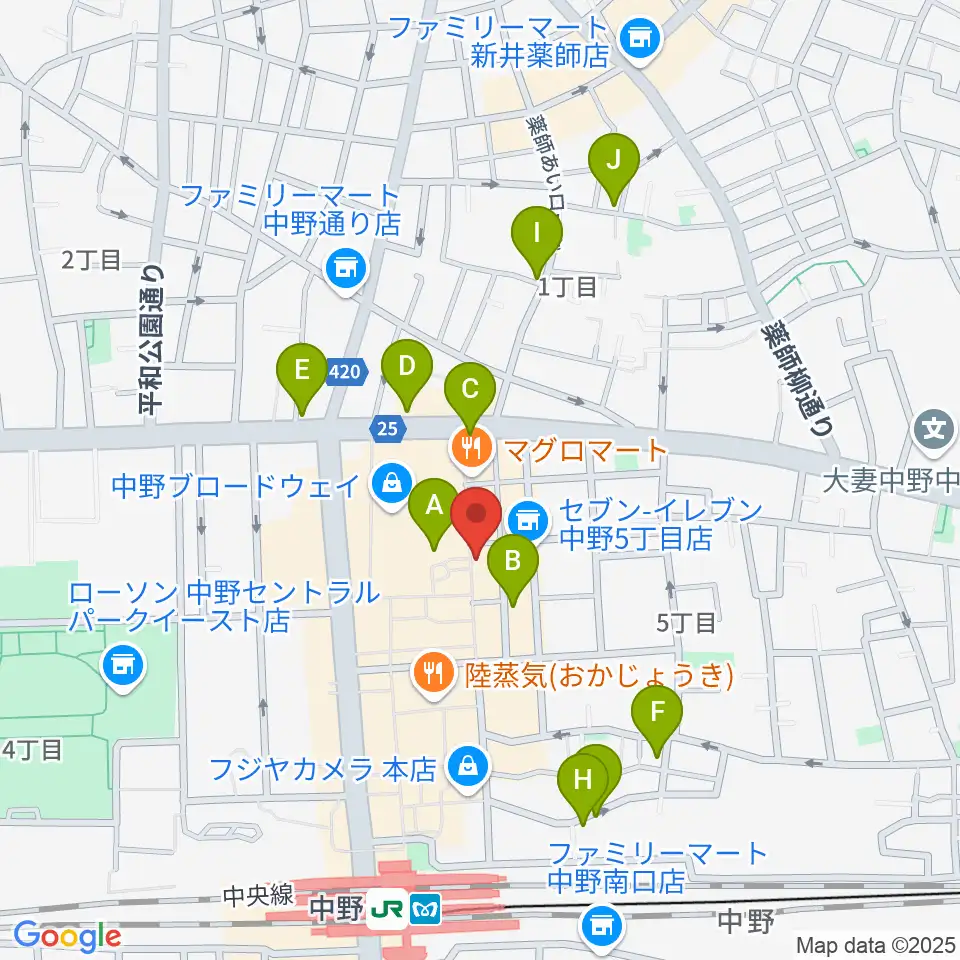 中野JET BAR周辺のホテル一覧地図