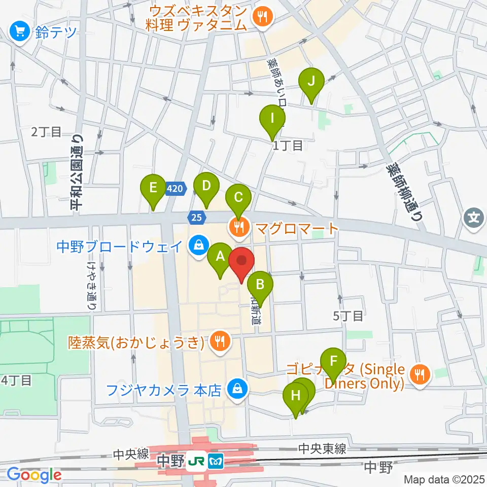 中野JET BAR周辺のホテル一覧地図