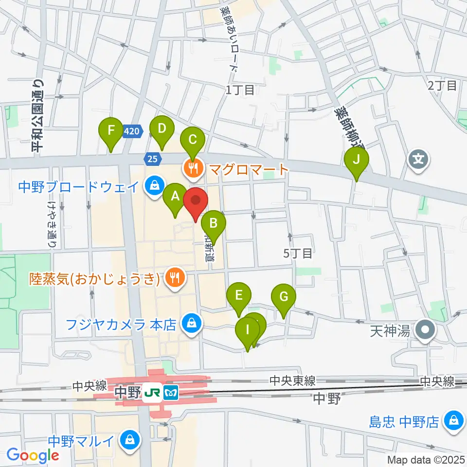 中野JET BAR周辺のホテル一覧地図