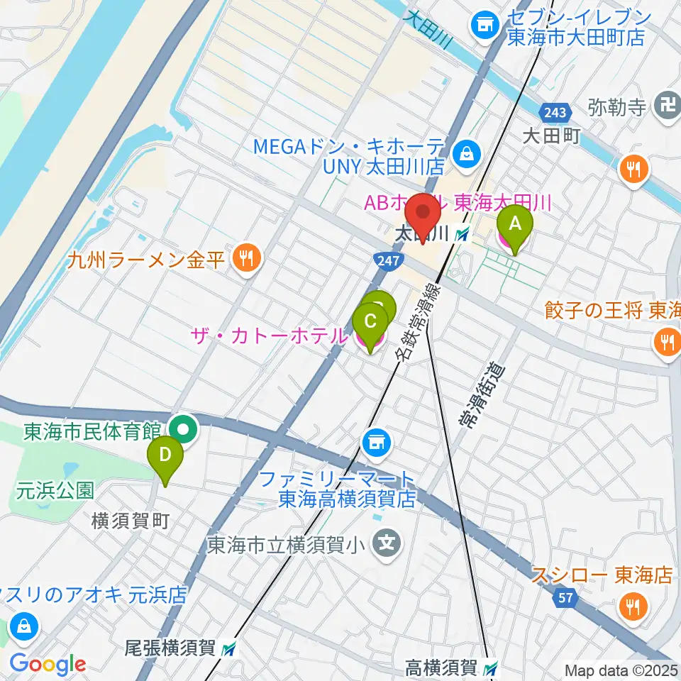 東海市芸術劇場周辺のホテル一覧地図