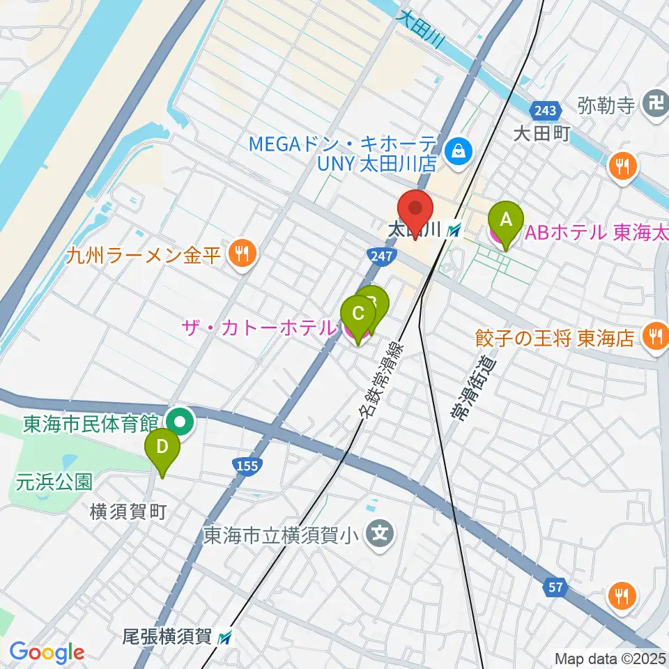 東海市芸術劇場周辺のホテル一覧地図
