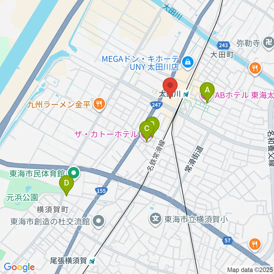 東海市芸術劇場周辺のホテル一覧地図