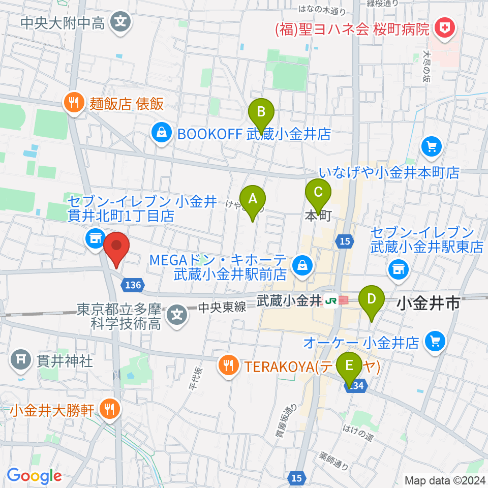 きたまちセンター周辺のホテル一覧地図