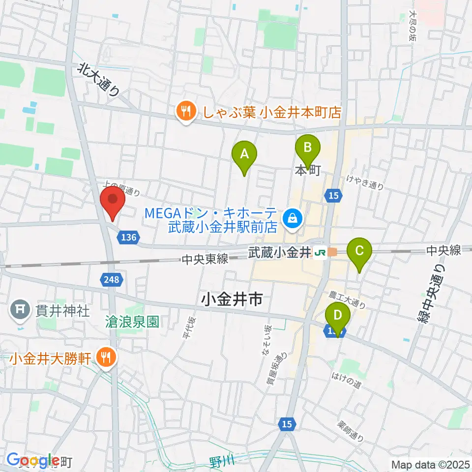 きたまちセンター周辺のホテル一覧地図