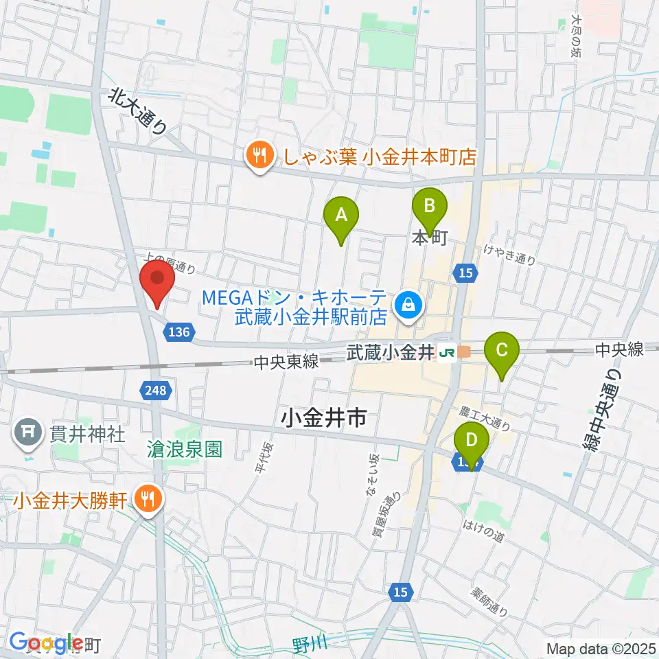 きたまちセンター周辺のホテル一覧地図