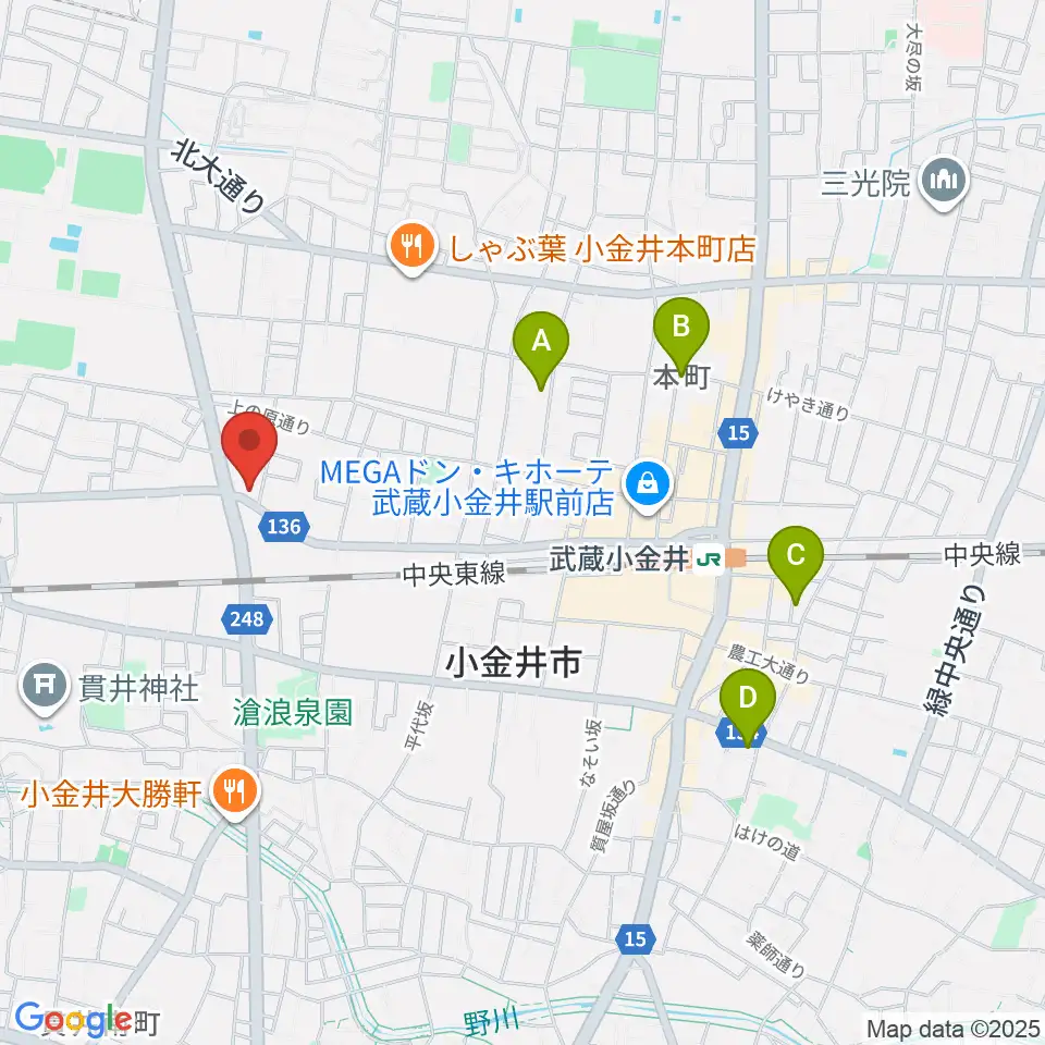 貫井北センター周辺のホテル一覧地図