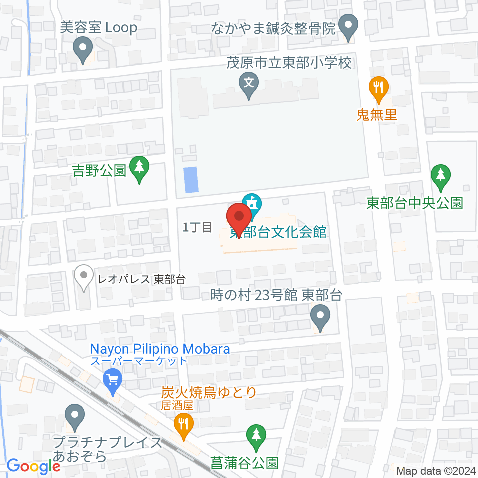 東部台文化会館周辺のホテル一覧地図