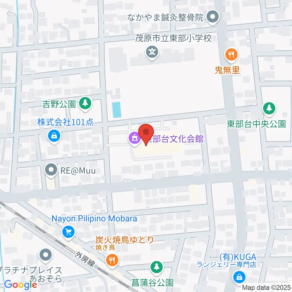 東部台文化会館周辺のホテル一覧地図
