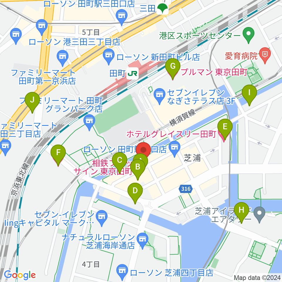ミナトミュージックサロン周辺のホテル一覧地図