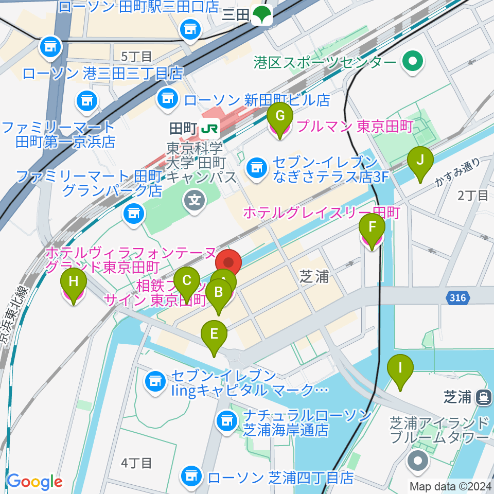 ミナトミュージックサロン周辺のホテル一覧地図