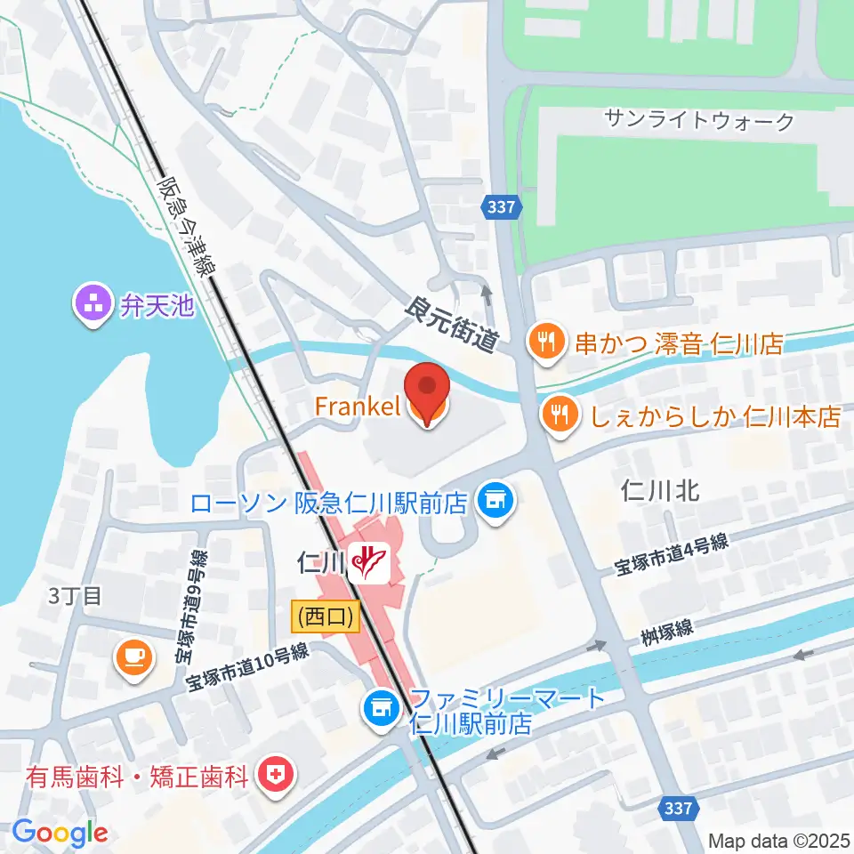 さらら仁川 宝塚市公益施設周辺のホテル一覧地図