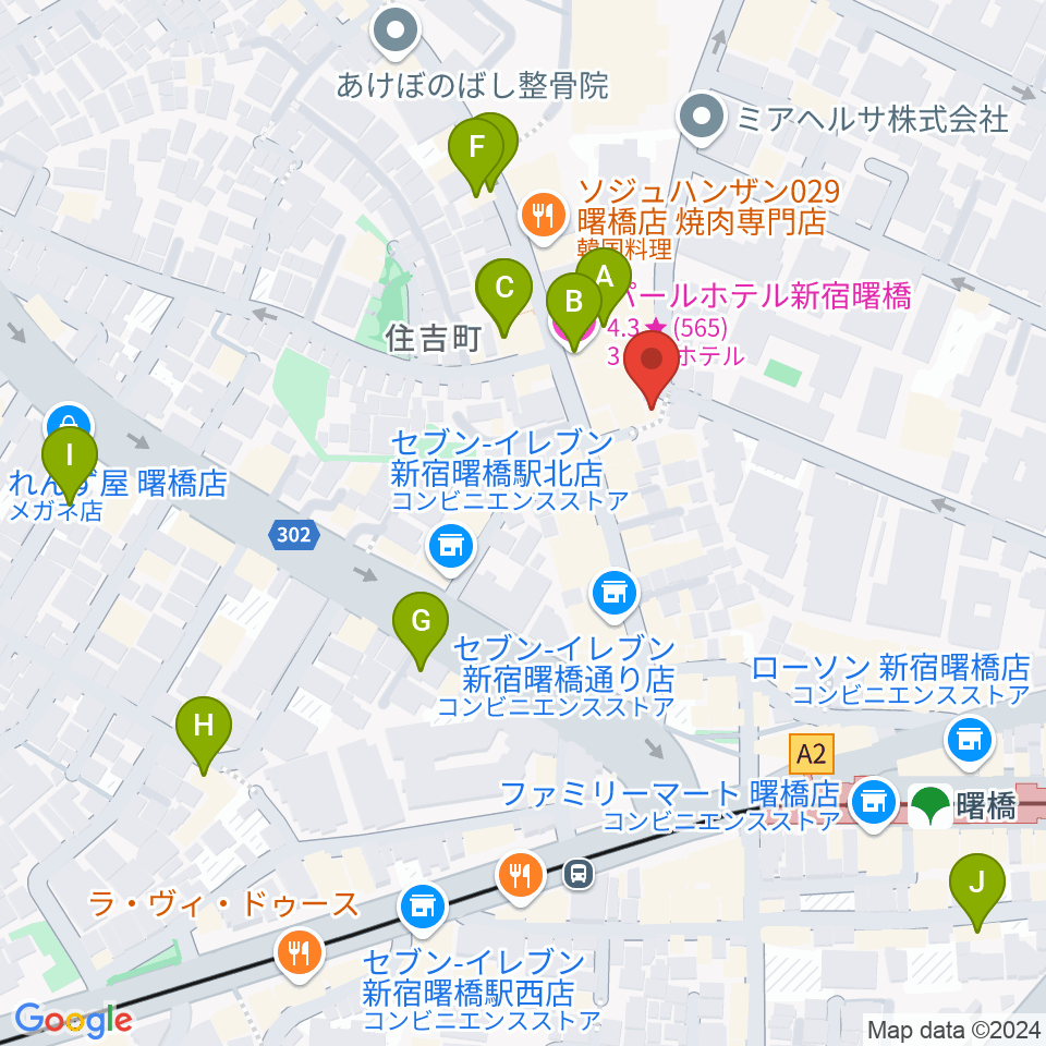 曙橋コタン周辺のホテル一覧地図