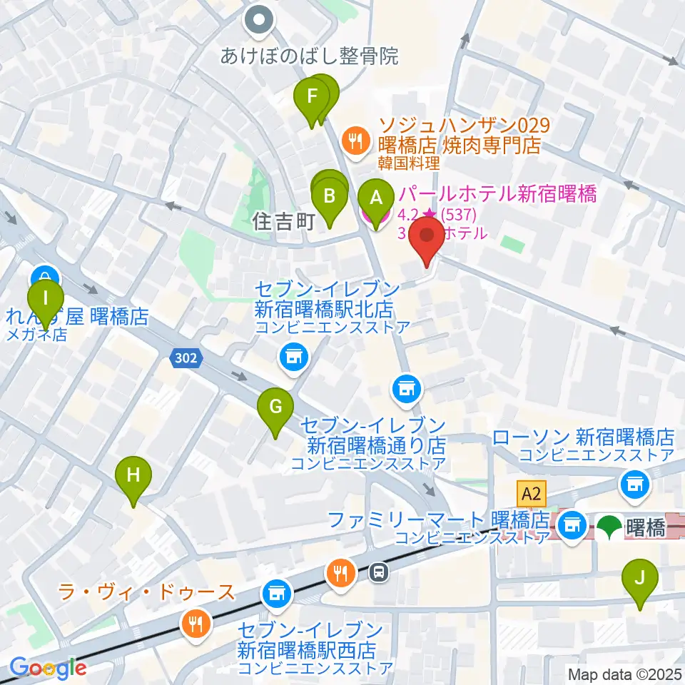 曙橋コタン周辺のホテル一覧地図