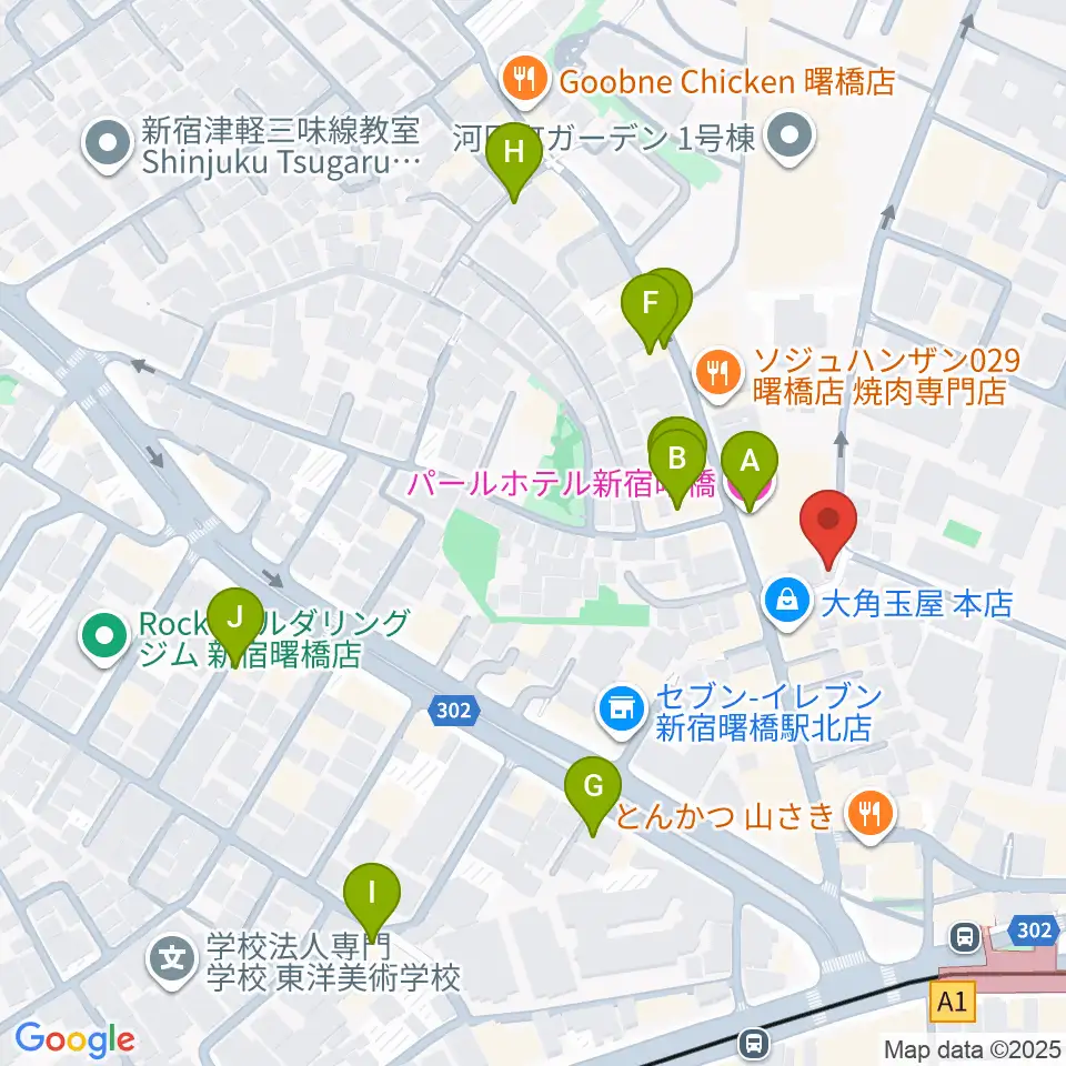 曙橋コタン周辺のホテル一覧地図