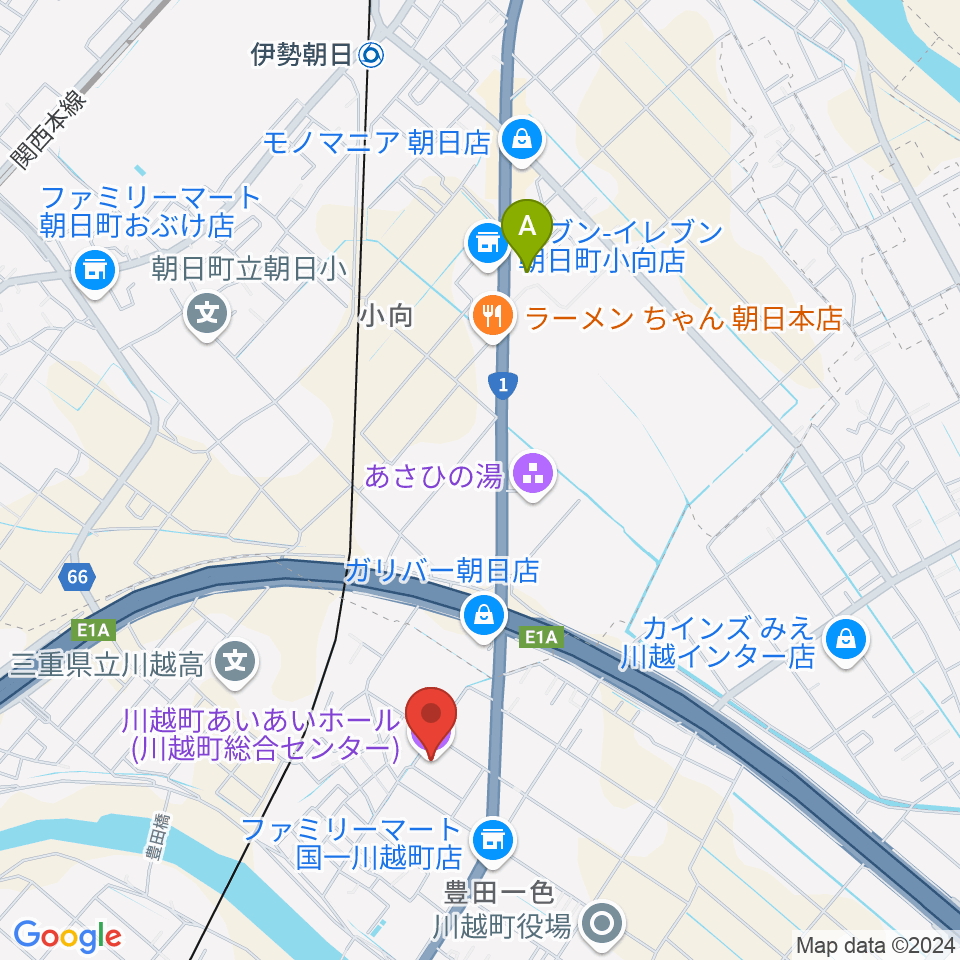 川越町あいあいホール周辺のホテル一覧地図