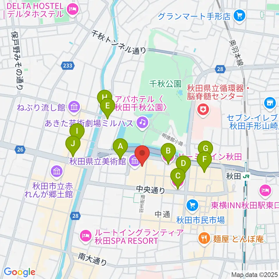 にぎわい交流館AU(あう)周辺のホテル一覧地図