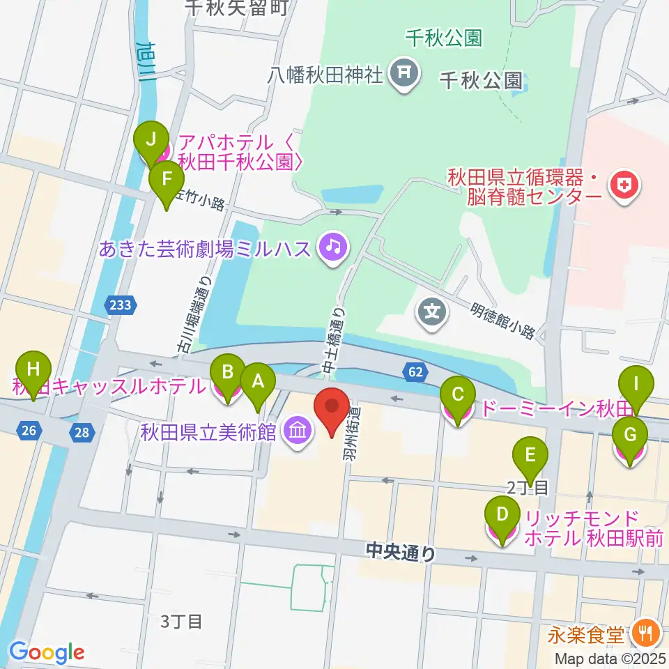 にぎわい交流館AU（あう）周辺のホテル一覧地図
