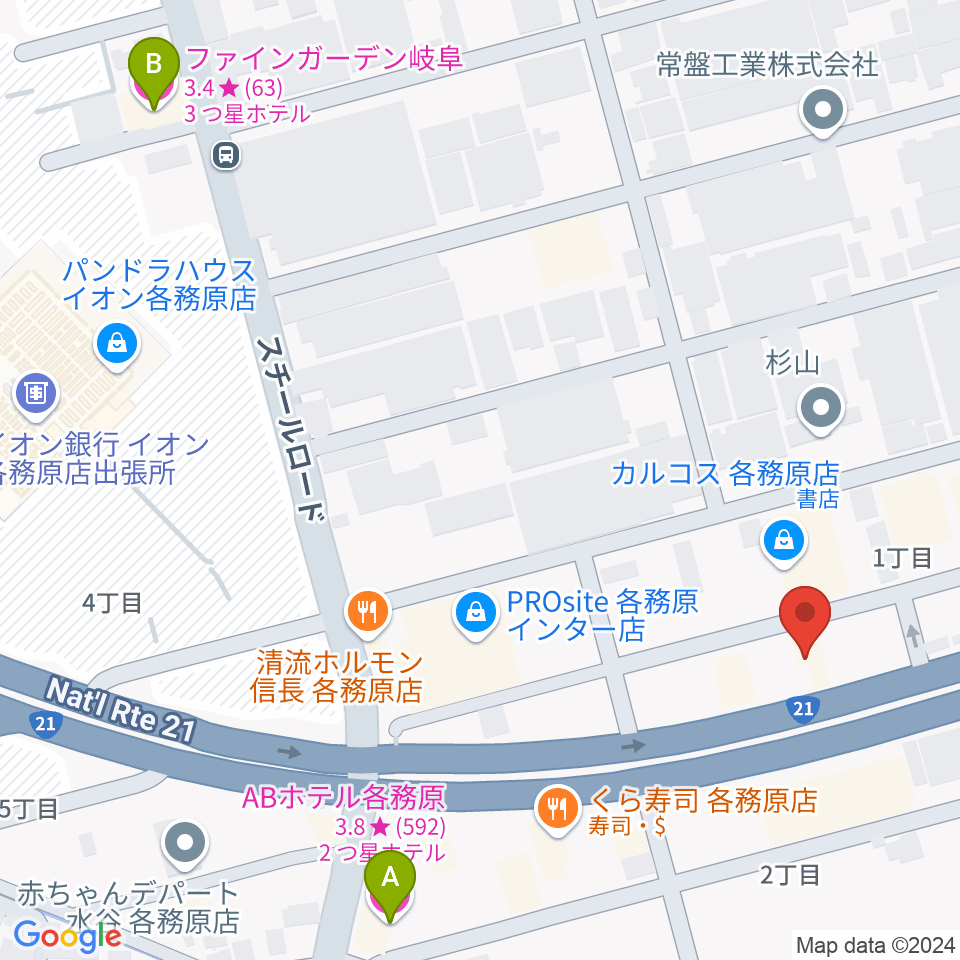 各務原ソルト＆ペッパー周辺のホテル一覧地図